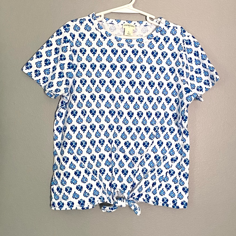 Crewcuts girl’s blue and white floral shirt.